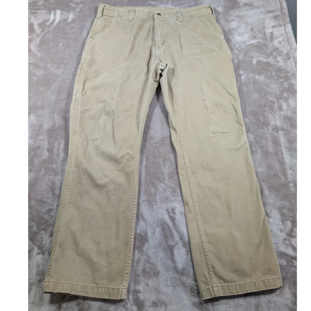 Carhartt Carpenter Pants Mens 36x30 Dark Khaki Relaxed Fit Canvas B324 DKH